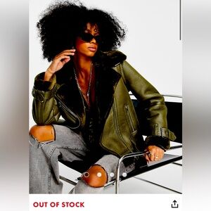 Topshop ASOS Faux Shearling Biker Jacket in Vegan Leather